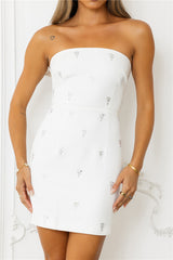 Glimmer Glow Strapless Mini Dress White