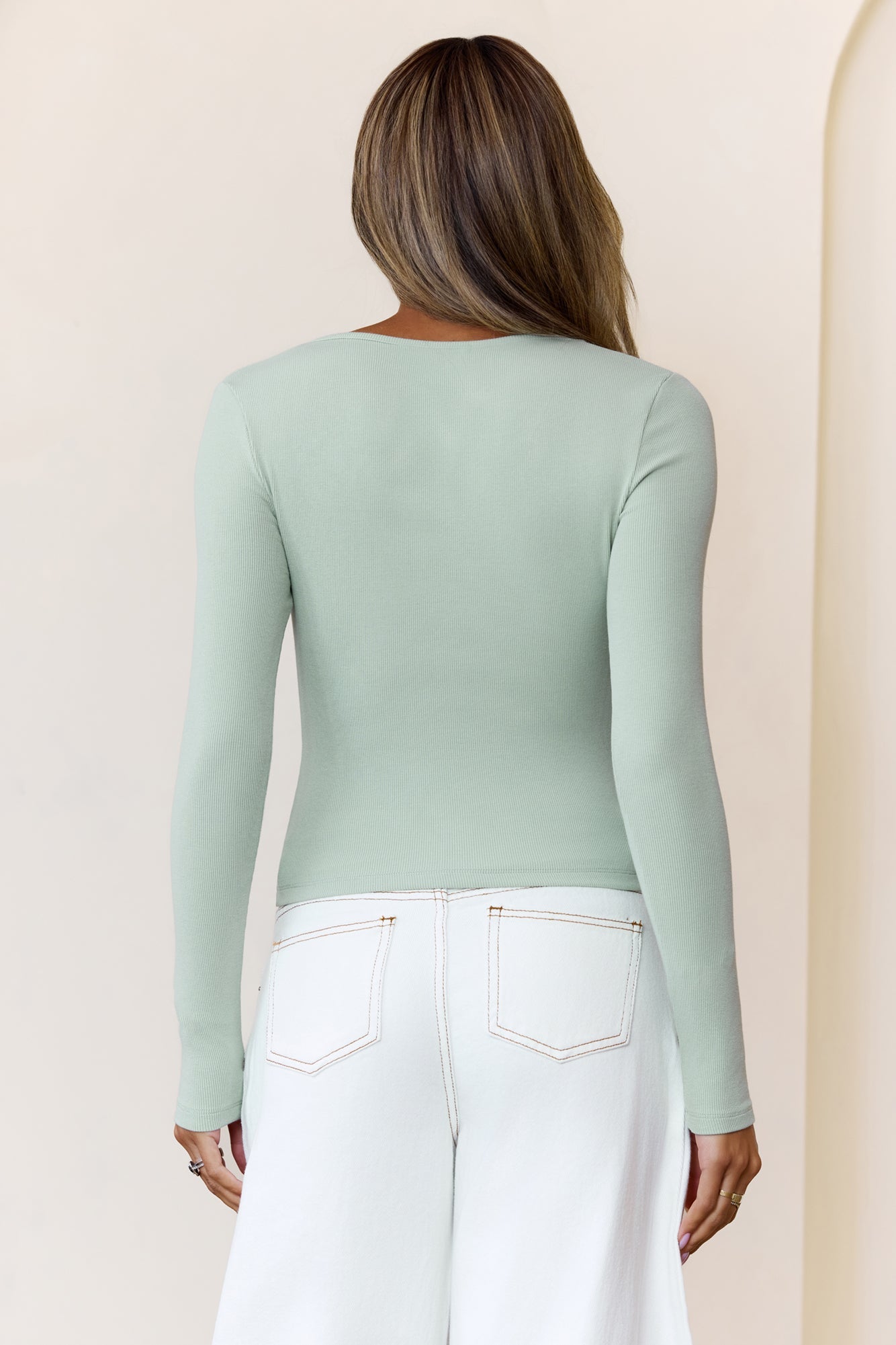 BASE Luxe Rib Wear Now Long Sleeve Top Sage