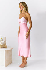 Spellbinding Satin Midi Dress Pink