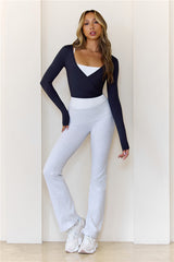 BASE Contour Ballerina Wrap Long Sleeve Crop Top Black