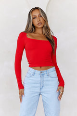 BASE Wear Now Ribbed Long Sleeve Top Red