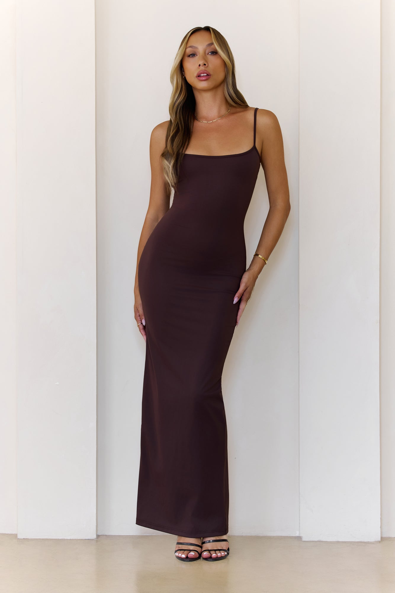 BASE Supersoft Sculpt Cami Maxi Dress Chocolate
