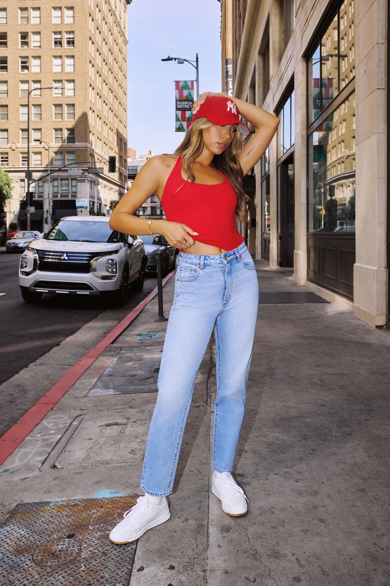 BASE Luxe Rib Simple Silhouette Halter Top Red