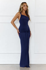 Love This Feeling One Shoulder Maxi Dress Navy