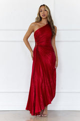 Evening Aura One Shoulder Maxi Dress Red