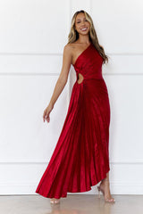 Evening Aura One Shoulder Maxi Dress Red