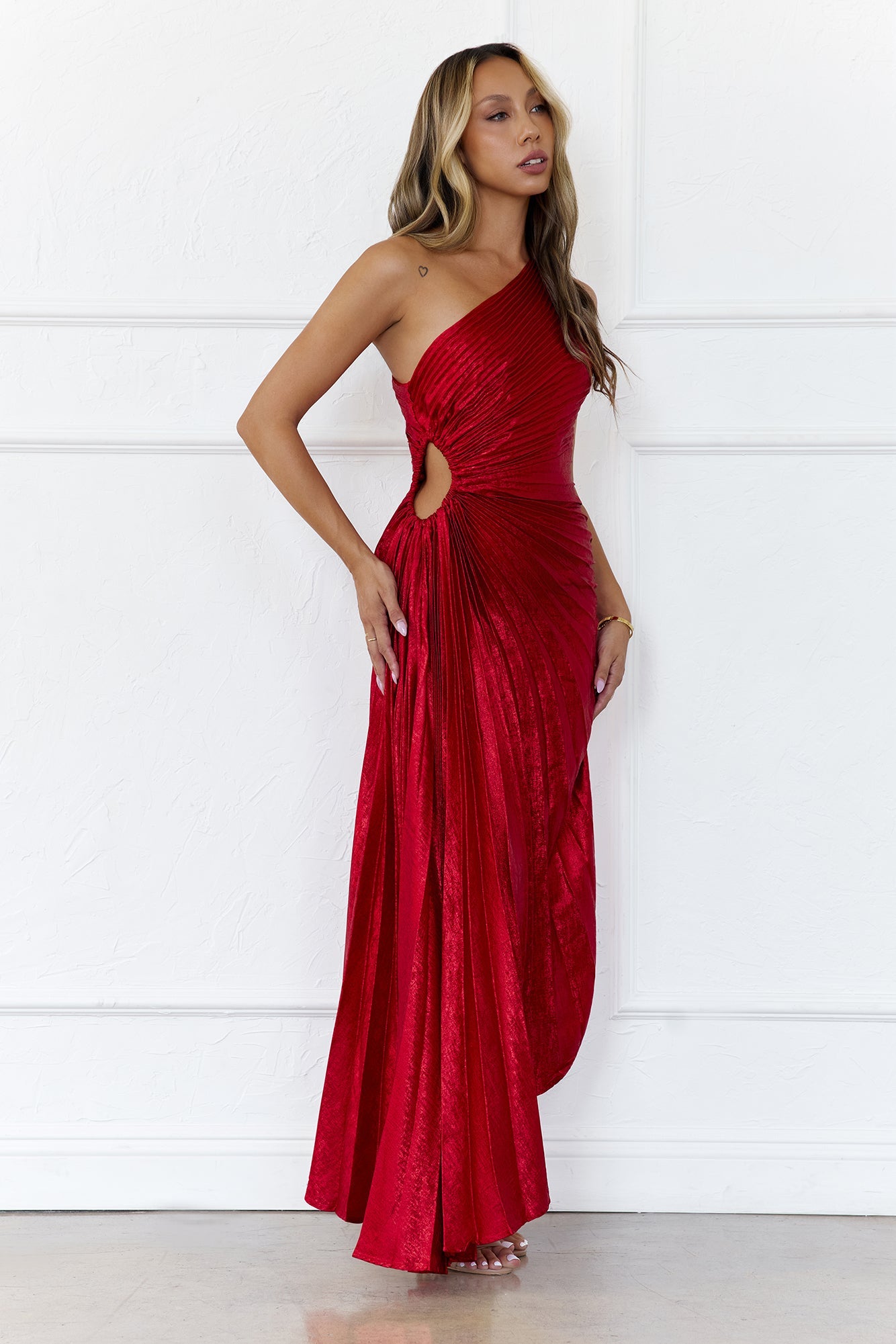 Evening Aura One Shoulder Maxi Dress Red