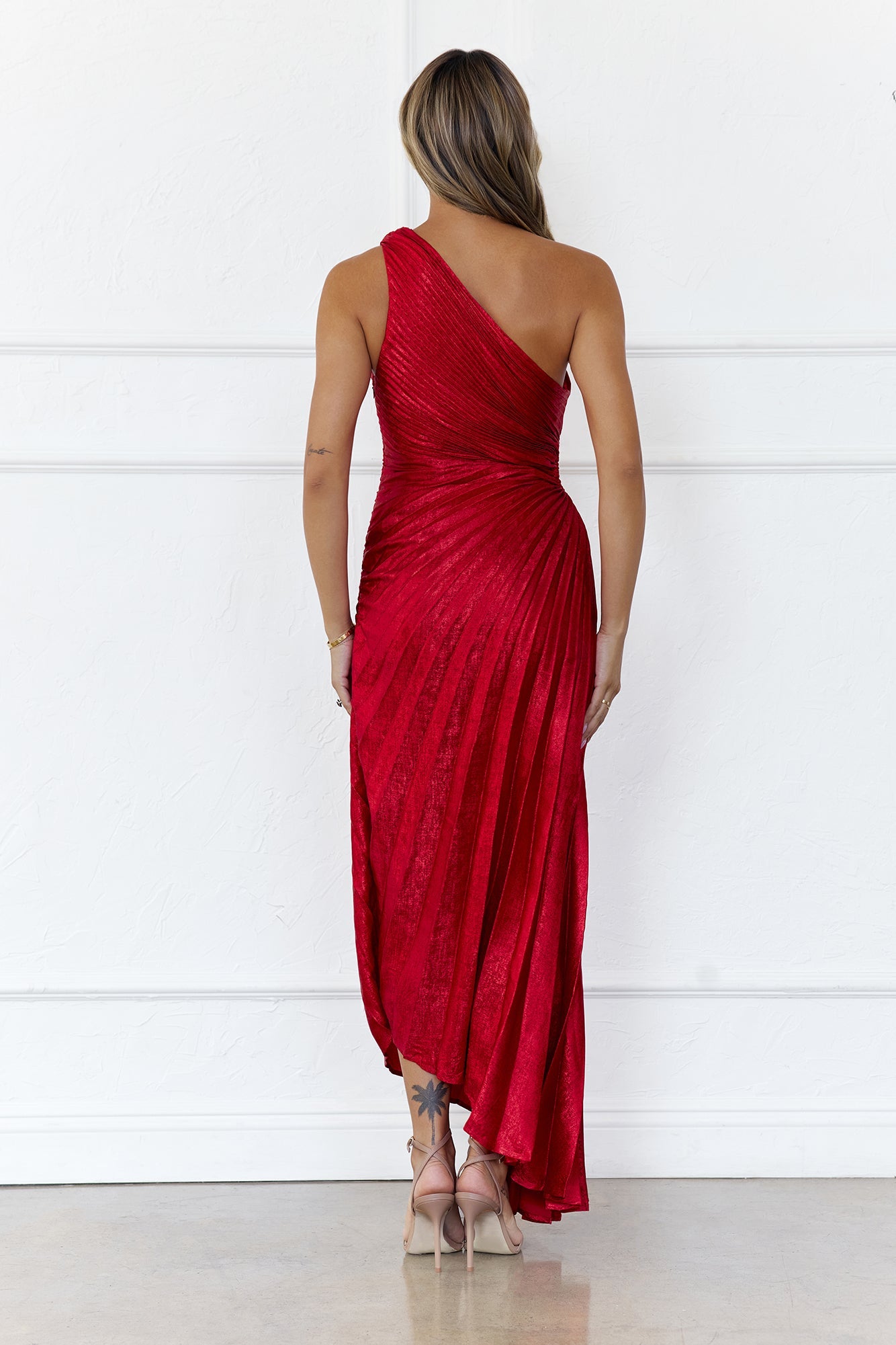 Evening Aura One Shoulder Maxi Dress Red