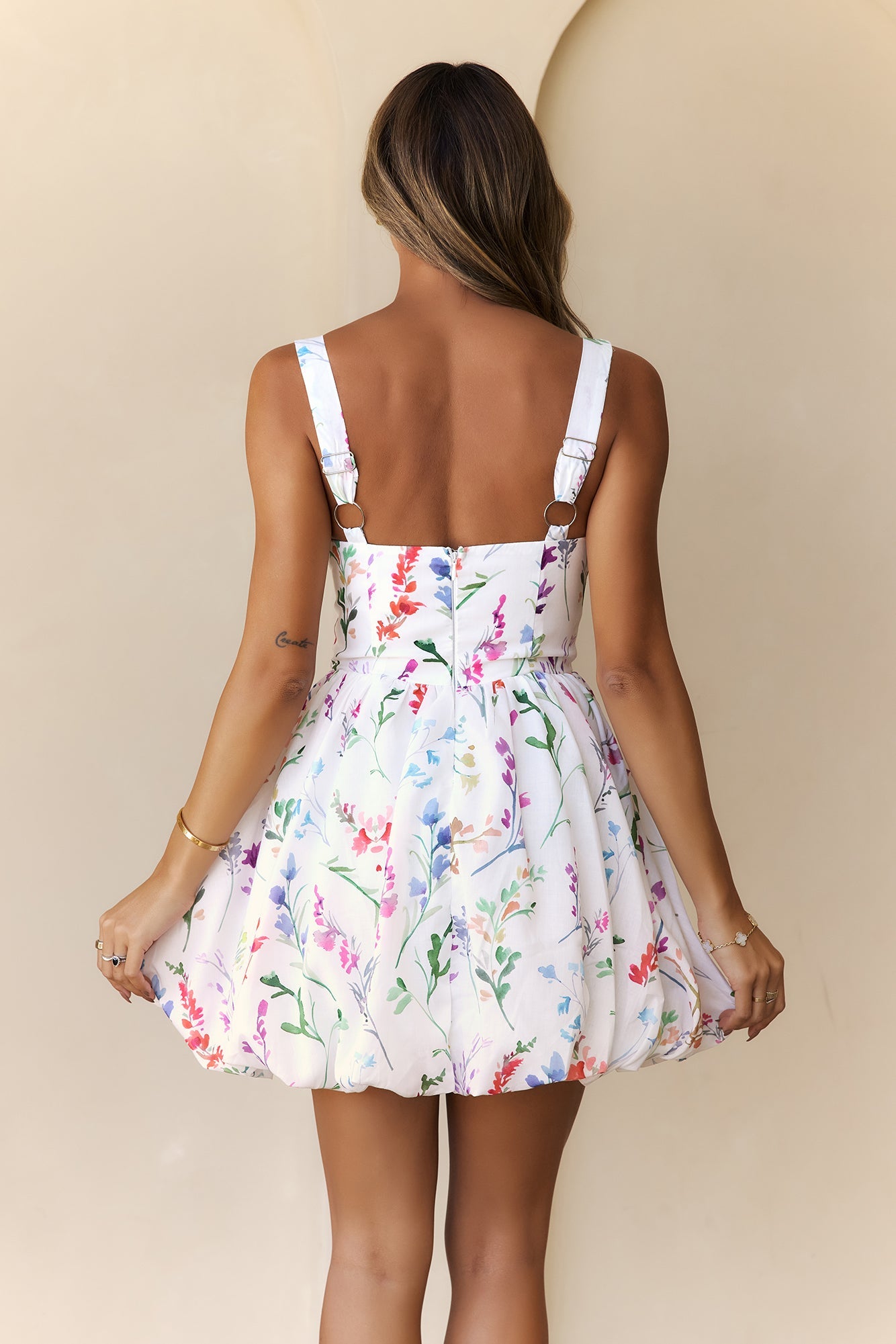 Enchanted Blooms Mini Dress White
