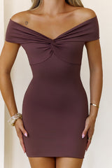 BASE Contour In The Studio Off Shoulder Mini Dress Chocolate