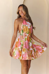 Petal Perfection Halter Mini Dress Floral
