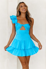 Ruffled Out Dress Blue