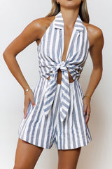 Sail Away Halter Romper Blue