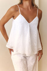 Rooftop Oasis Embroidered Cami Top White