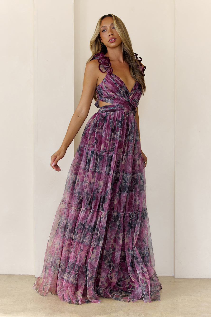 Whisper Lane Maxi Dress Burgundy