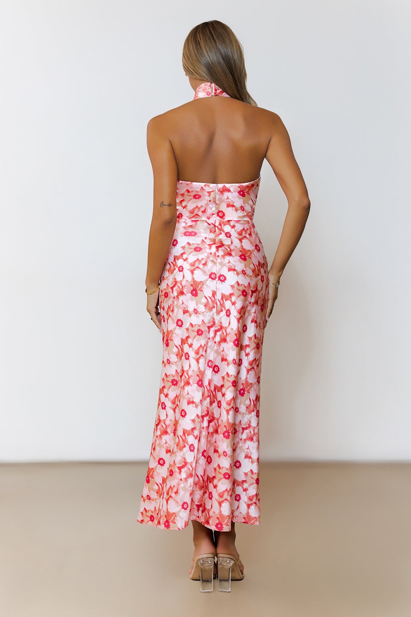Sun Poem Halter Maxi Dress Coral