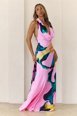 Palm Beach Vibe Halter Maxi Dress Print