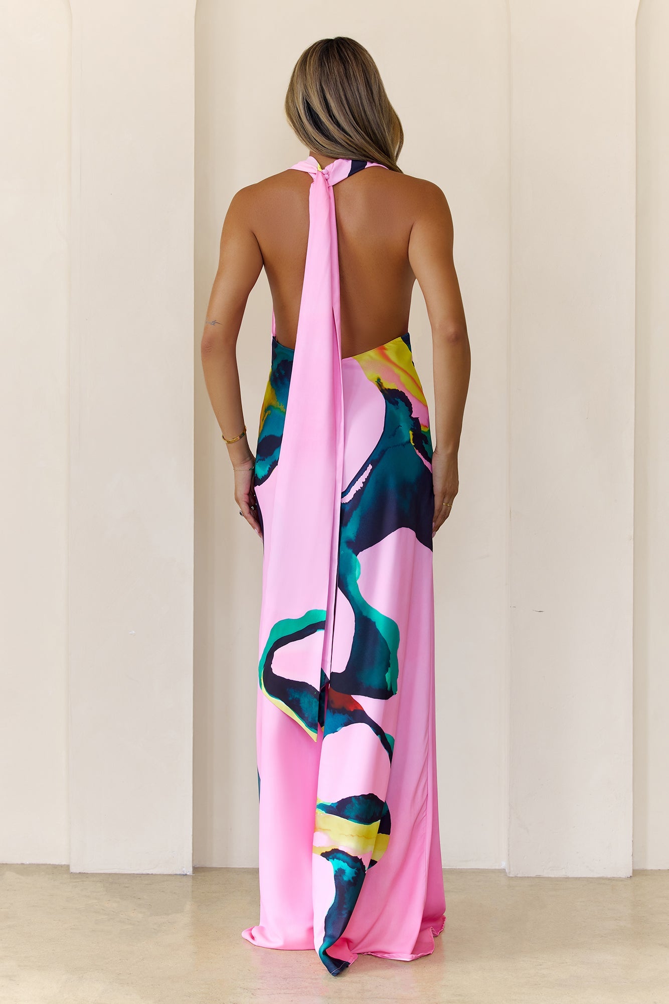 Palm Beach Vibe Halter Maxi Dress Print