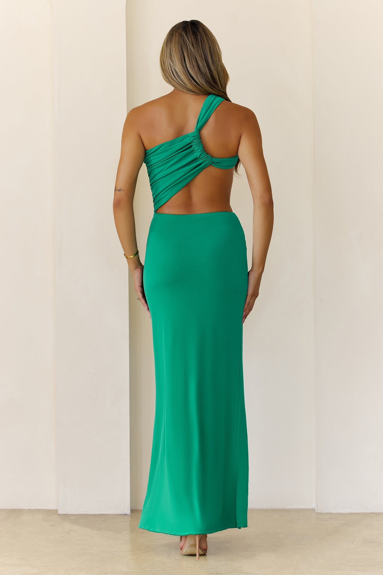 Grandeur Nights One Shoulder Maxi Dress Green