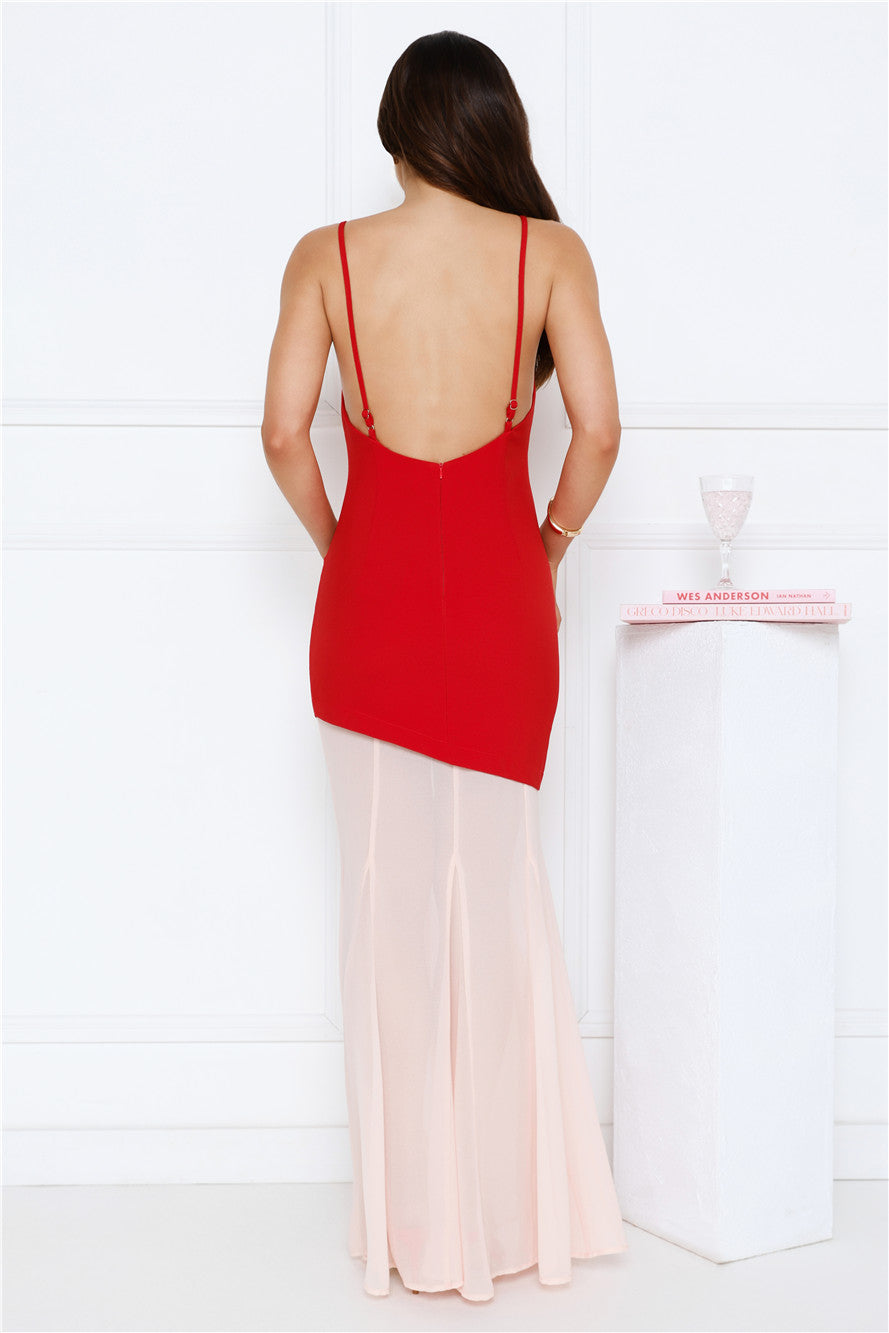 Modern Art Maxi Dress Red