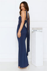 Luxe Unfiltered Strapless Mesh Maxi Dress Navy