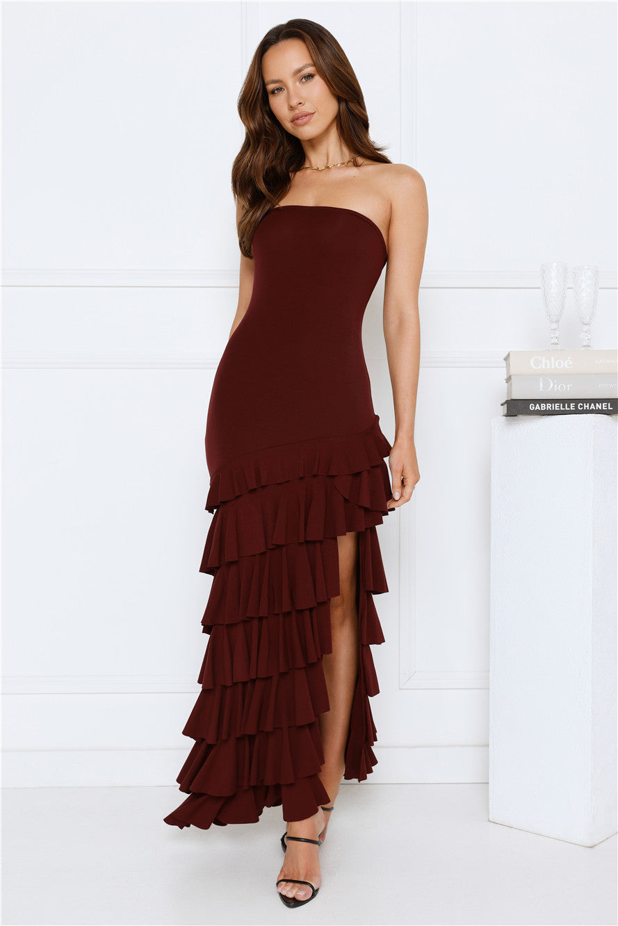 Luxe Reflections Strapless Maxi Dress Brown