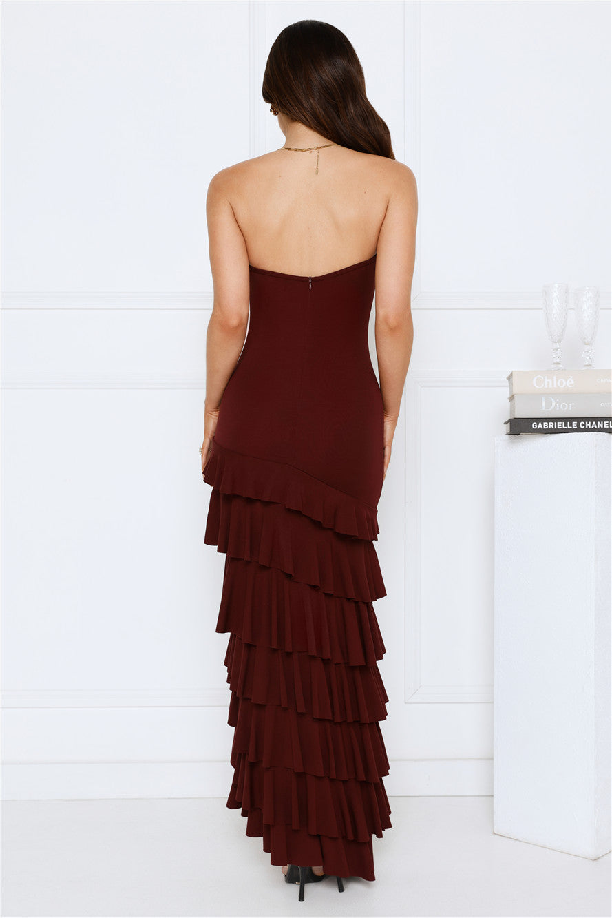 Luxe Reflections Strapless Maxi Dress Brown