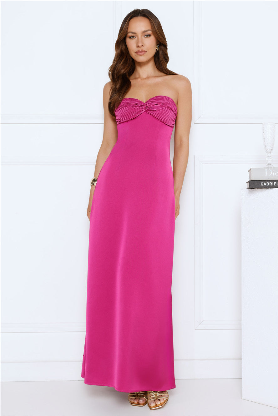 Dressed To Daydream Strapless Maxi Dress Pink