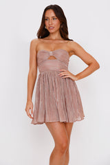 Glimmering Nights Strapless Mini Dress Rose Gold