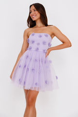 Wildflower Energy Strapless Mini Dress Lilac