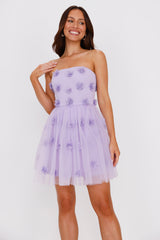 Wildflower Energy Strapless Mini Dress Lilac