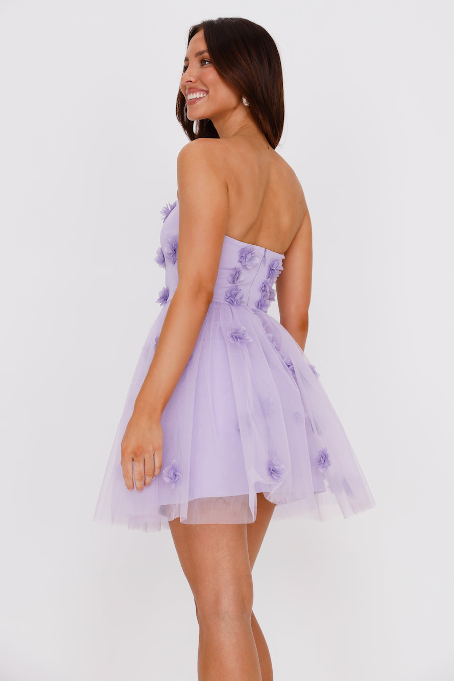 Wildflower Energy Strapless Mini Dress Lilac