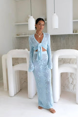 Terra Crochet Maxi Skirt Blue