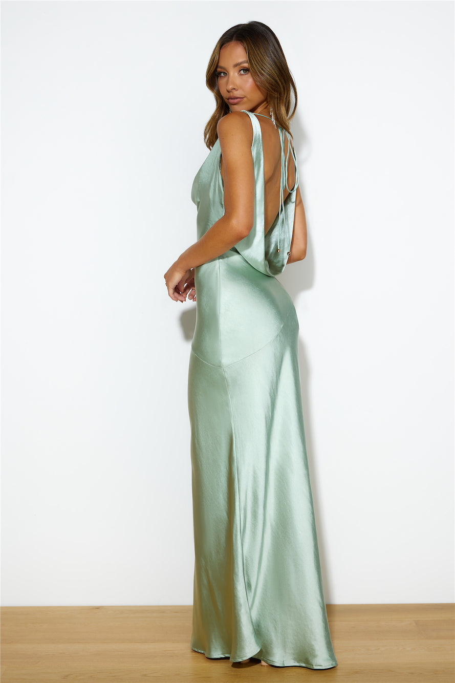 Special Guest Satin Maxi Dress Sage