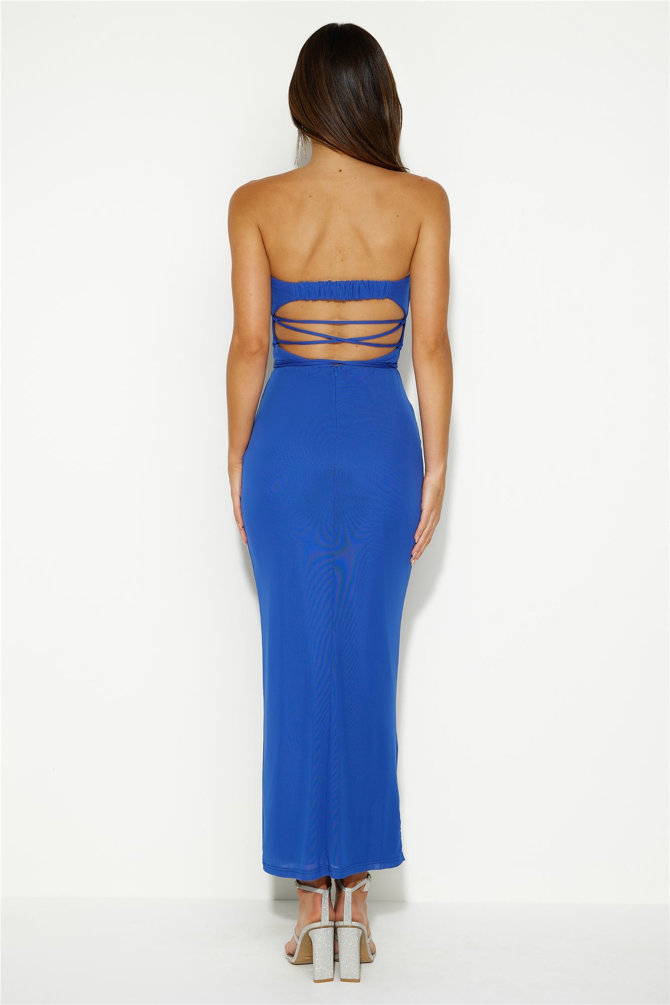 Look In The Mirror Mesh Midi Dress Blue