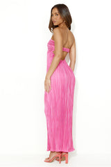 Wearing This Tonight Plisse Strapless Maxi Dress Pink