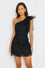 Niamh One Shoulder Mini Dress Black