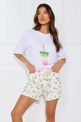 Matcha Mornings Pyjama Tee White