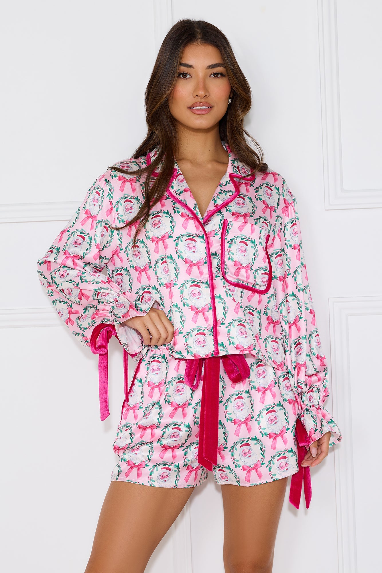 Santa's Helper Pajama Set Pink