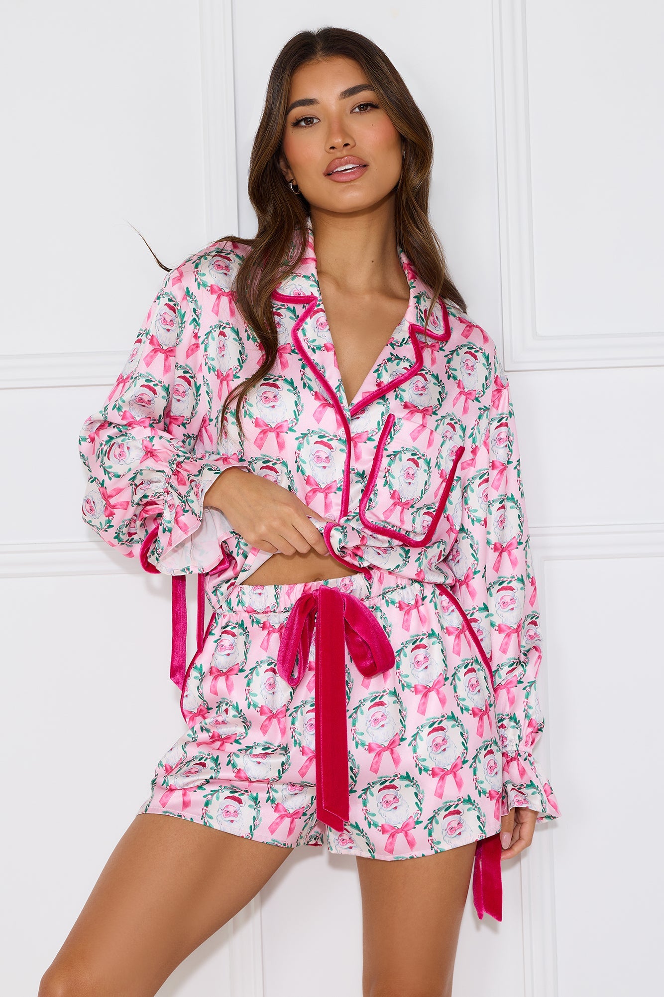 Santa's Helper Pajama Set Pink