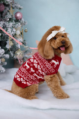 Reindeer Paws Dog Knit Sweater Burgundy