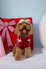 Reindeer Paws Dog Knit Sweater Burgundy