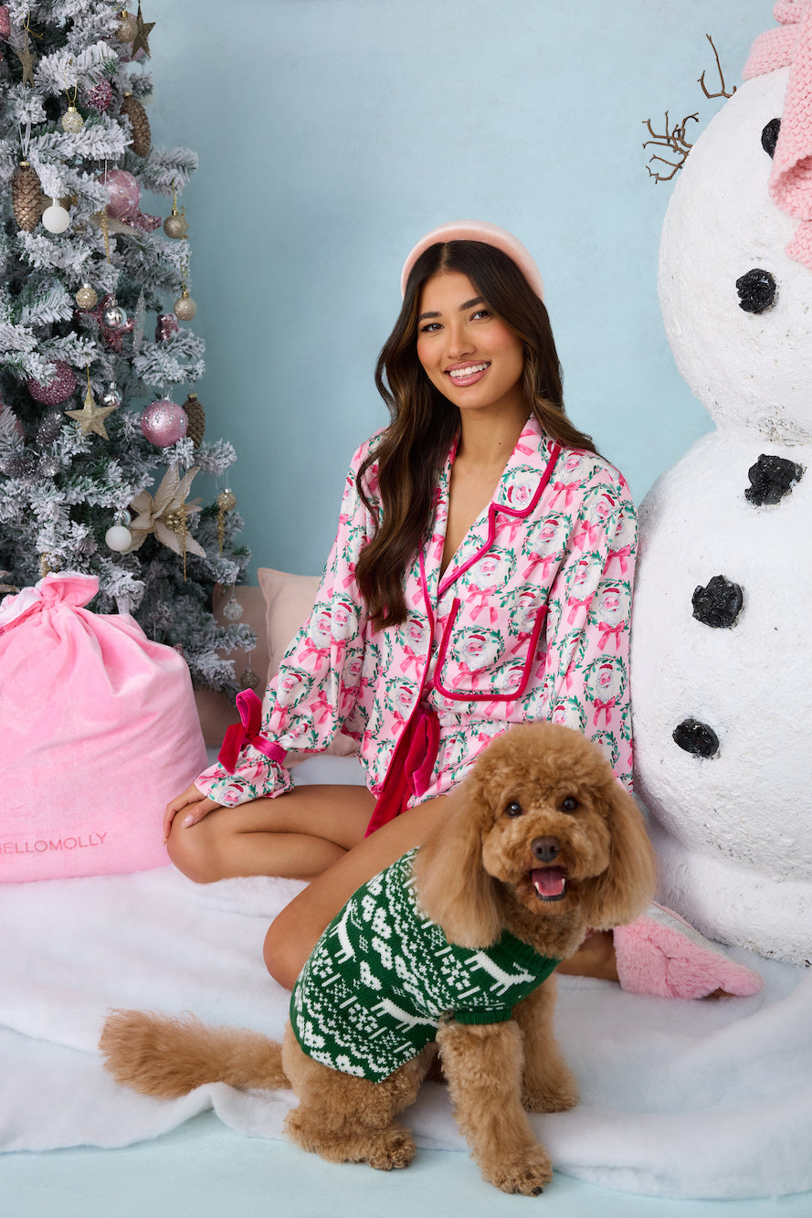 Santa's Helper Pajama Set Pink