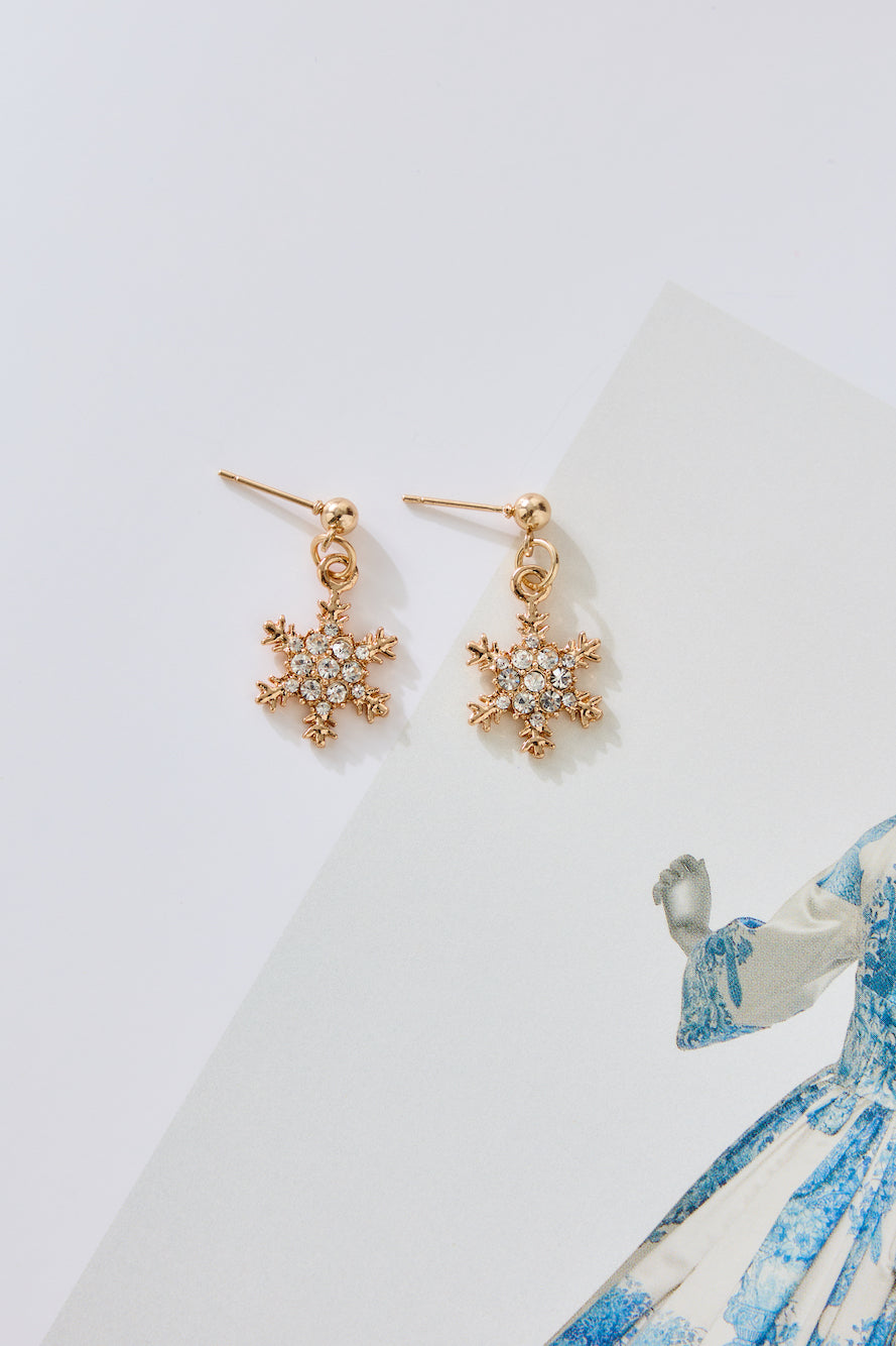 Snow Falling Earrings Gold