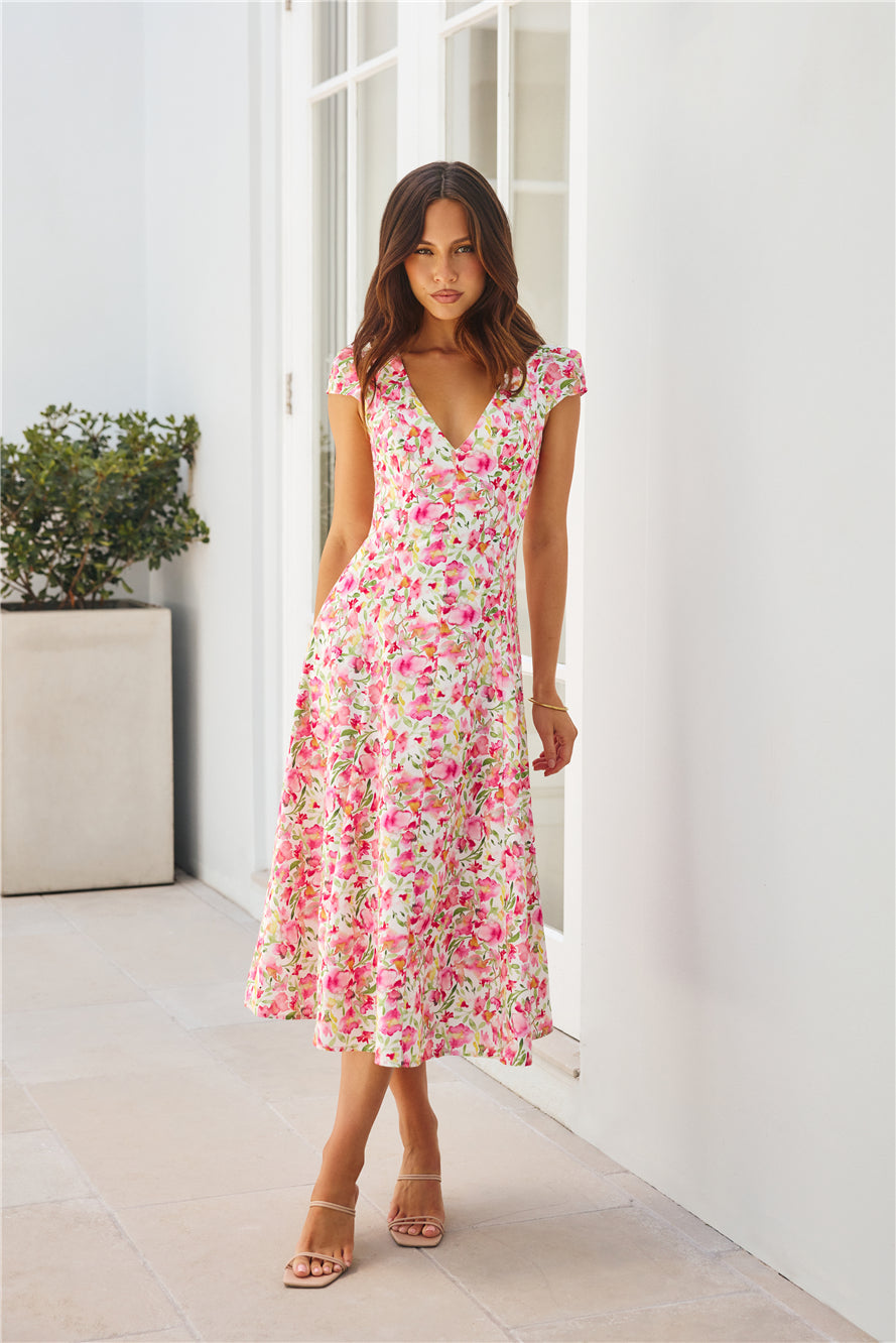 Luxury In The Sun Midi Dress Pink