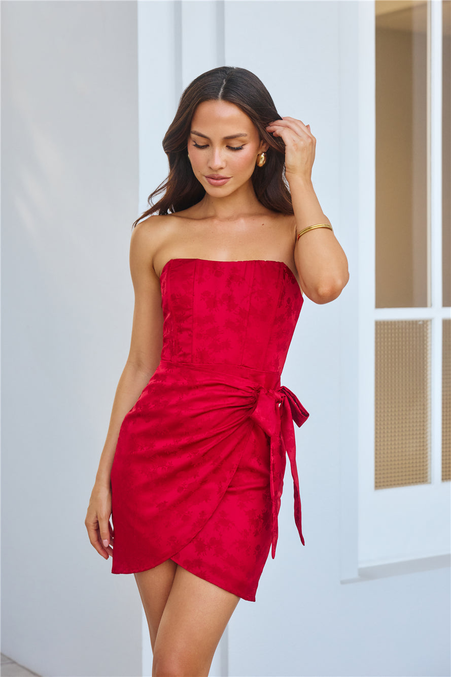 Sizzling Soirées Strapless Mini Dress Red