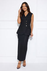 Office Talk Vest Top Black