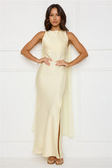 Love Decadence Satin Maxi Dress Yellow