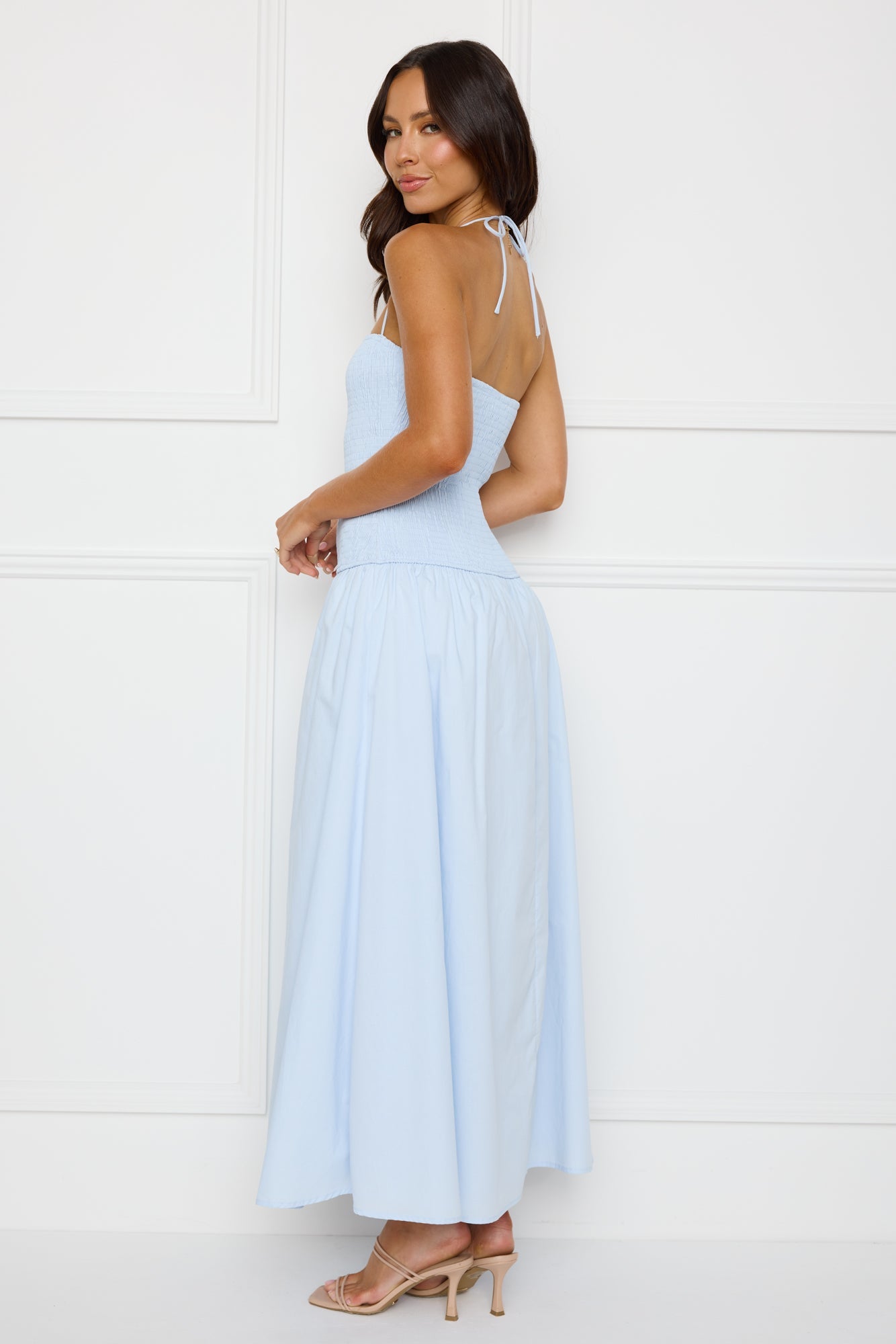 Unmatched Energy Halter Maxi Dress Blue