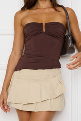 Rich Girl Energy Strapless Top Brown